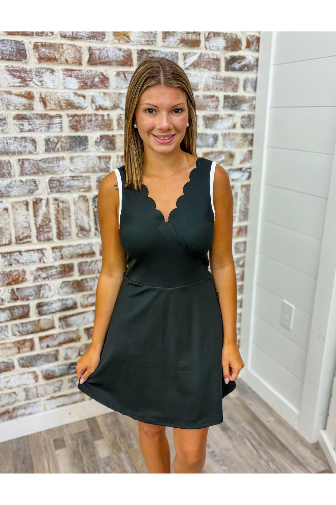 Black Scallop Athletic Dress