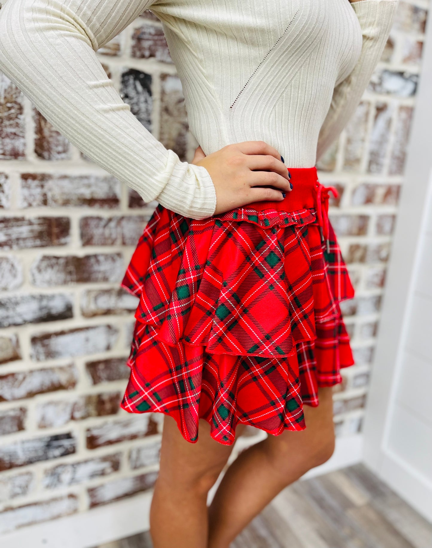 Plaid Mini Ruffle Skort