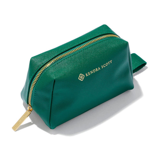 Kendra Scott| SMALL COSMETIC ZIP CASE GOLD GREEN