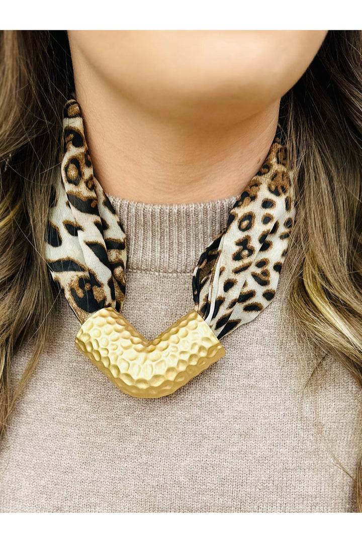 Cheetah Gold Scarf Necklace