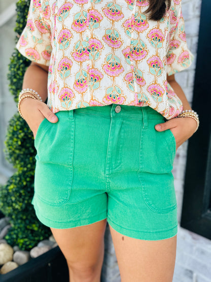 High Waisted Green Shorts