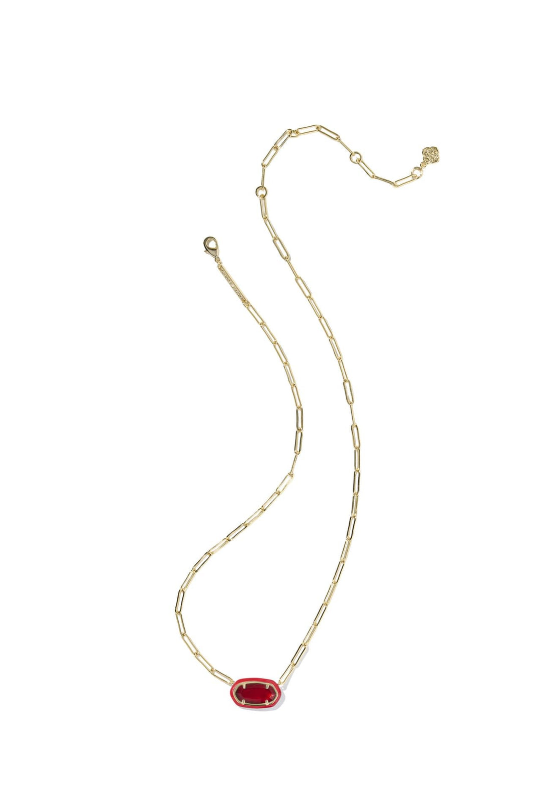 Kendra Scott | Elisa Enamel Frame Gold Paperclip Necklace Red Illusion