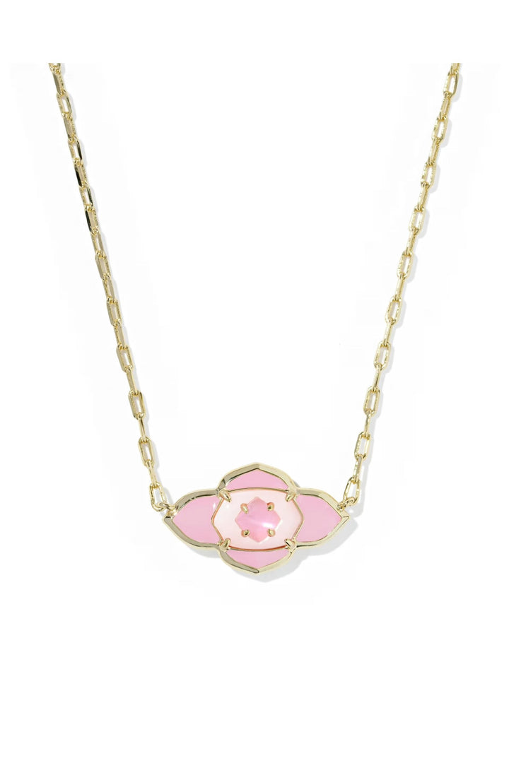 Kendra Scott | Abbie Medallion Gold Short Pendant Necklace - Pink Mix