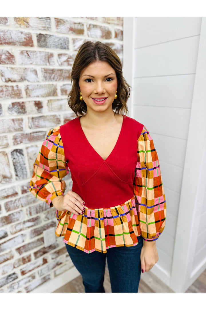 Multi Plaid Woven Top