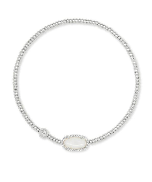 Kendra Scott| GRAYSON STRETCH BRACELET RHODIUM IVORY MOTHER OF PEARL