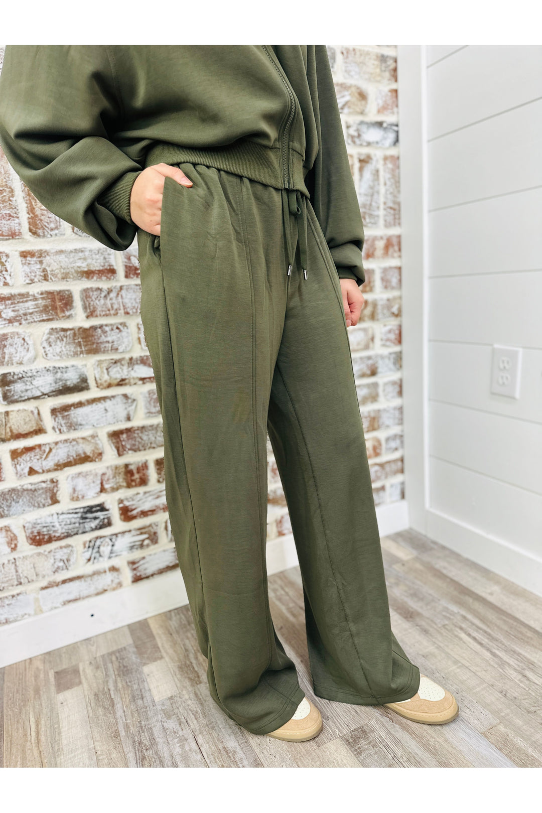 Dark Olive Modal Pull On Pants