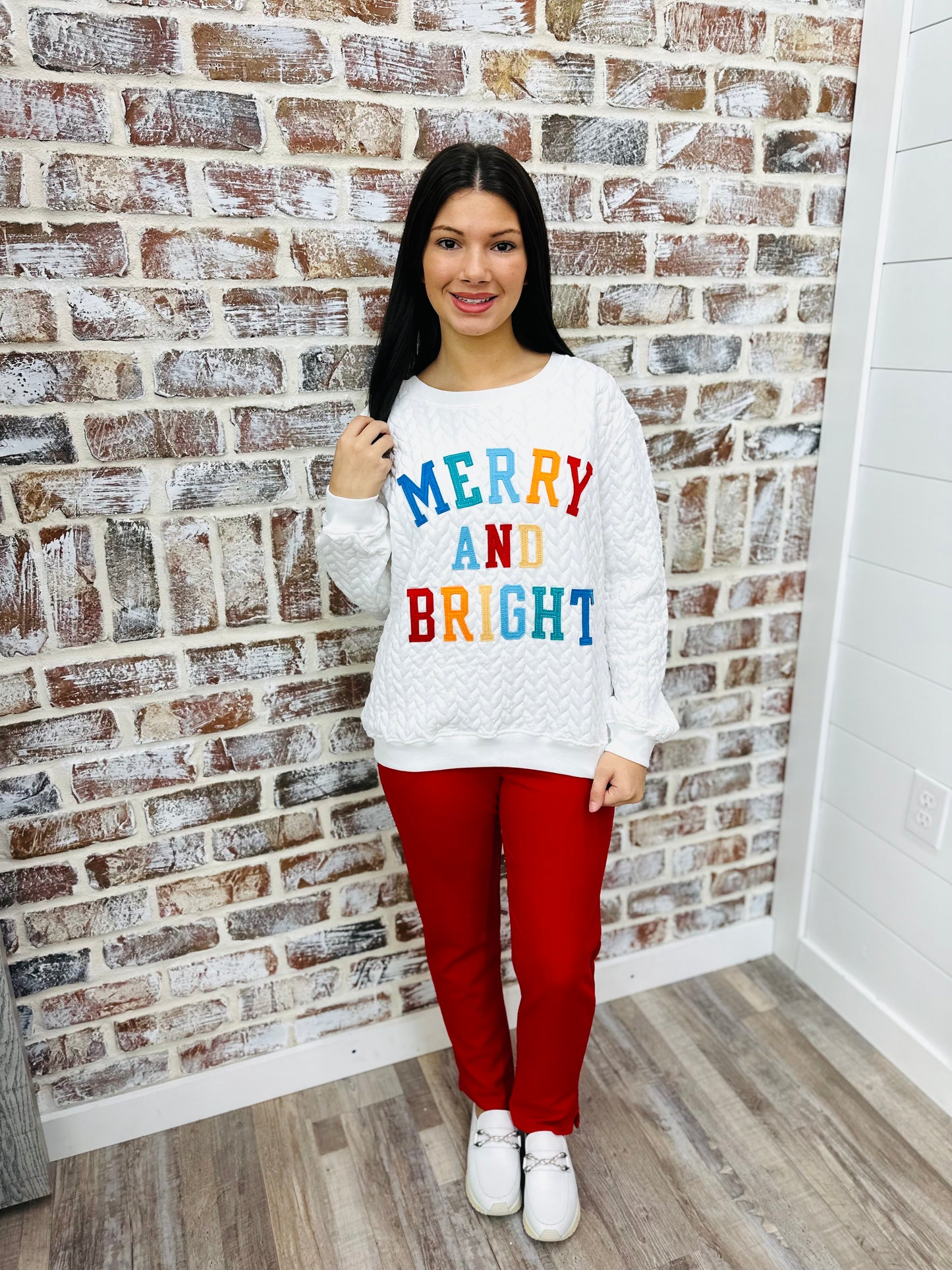 Merry & Bright White Sweatshirt