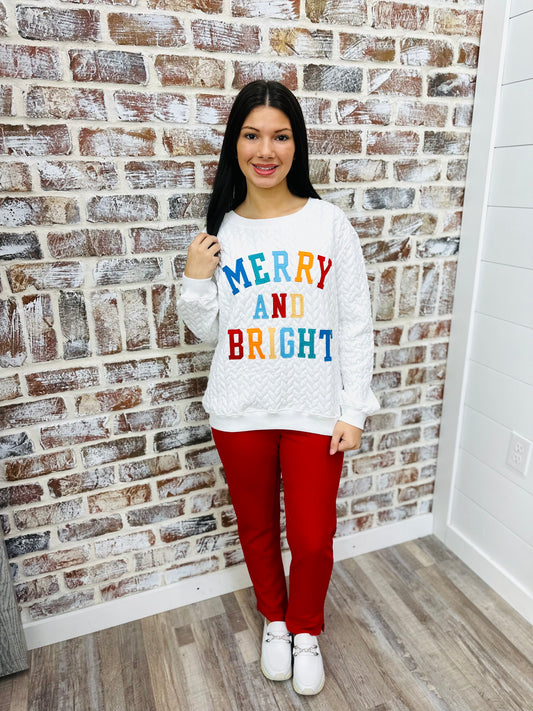 Merry & Bright White Sweatshirt