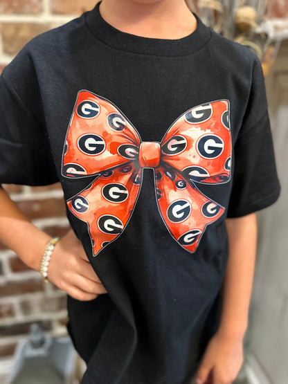 Youth Georgia Bulldogs Coquette Bow Tee