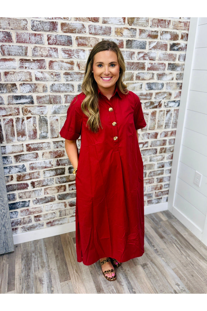 Burgundy Statement Midi Dress