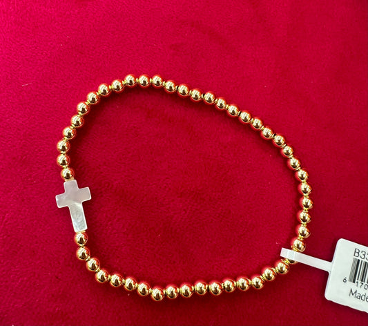 Gold Ball Cross Bracelet