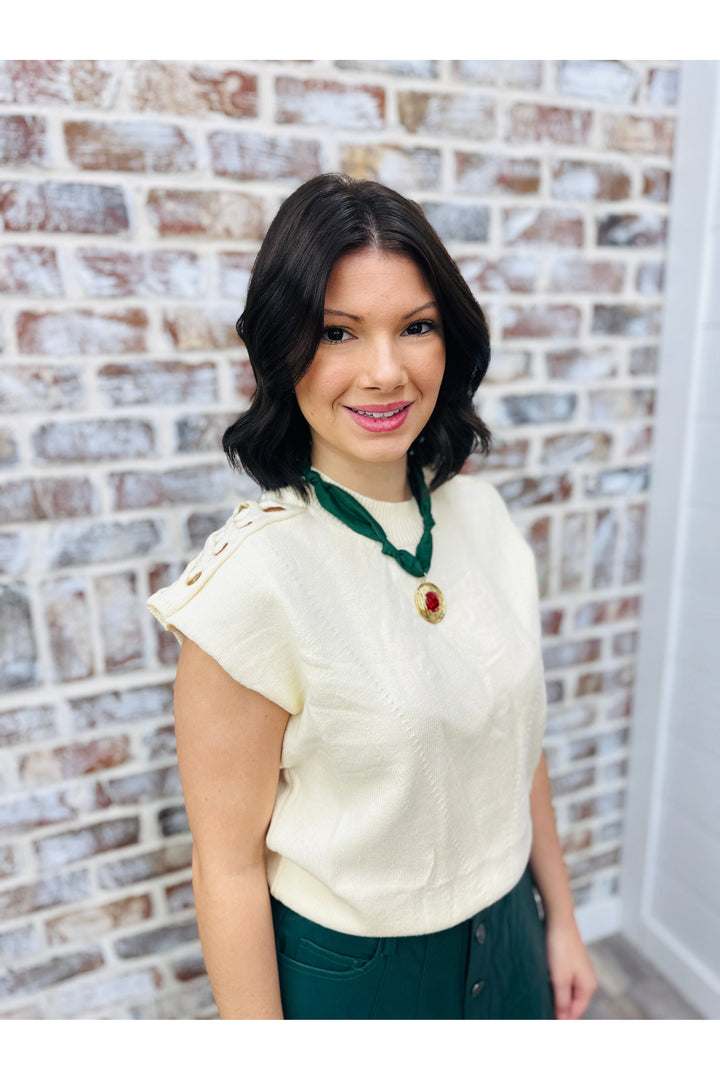 Ivory Shoulder Detail Sweater Top