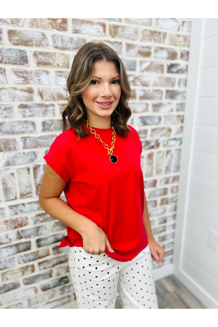 Red Short Sleeve Top