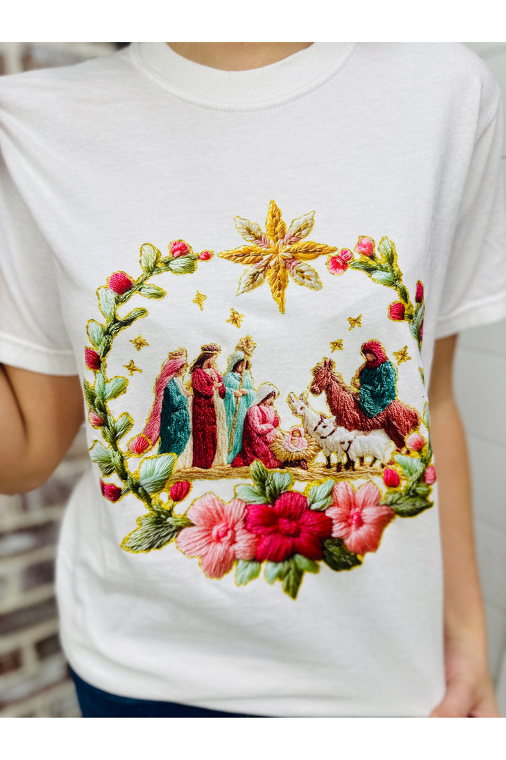 Faux French Knot Nativity Tee