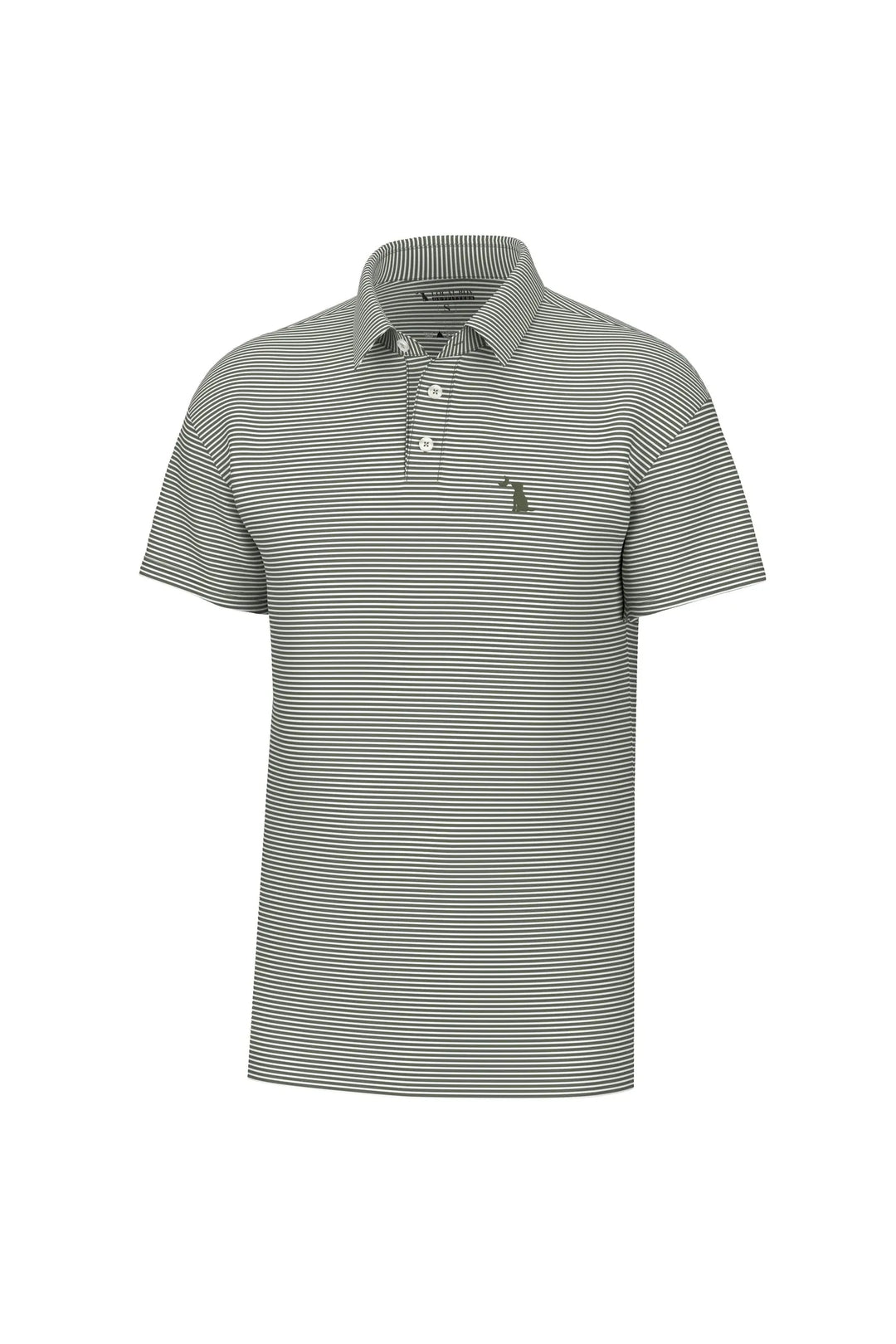 Men’s sage and white stripe polo