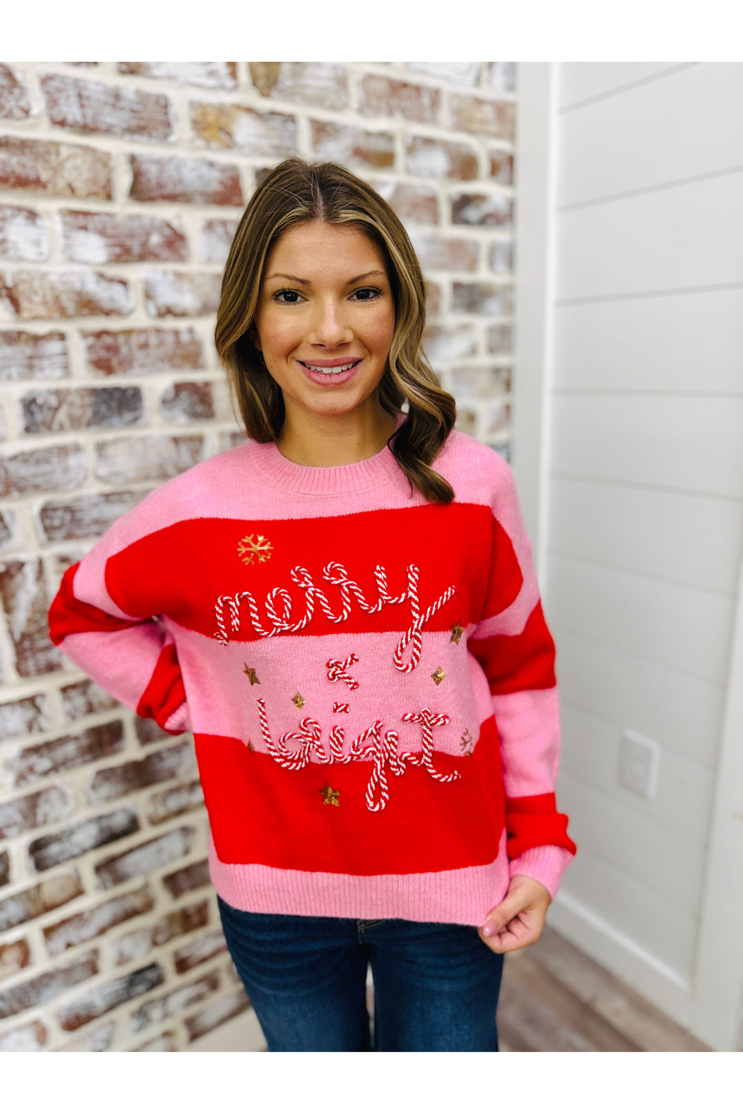 Candy Cane Merry & Bright Sweater