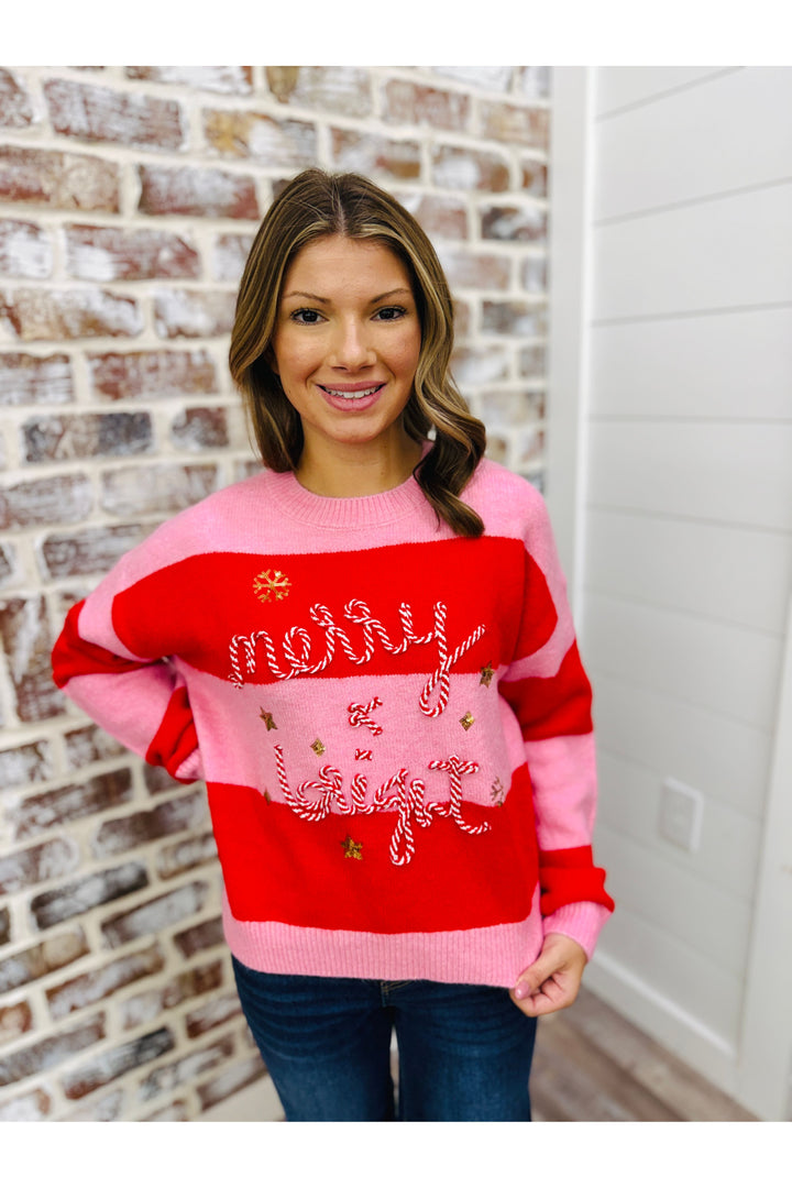 Candy Cane Merry & Bright Sweater