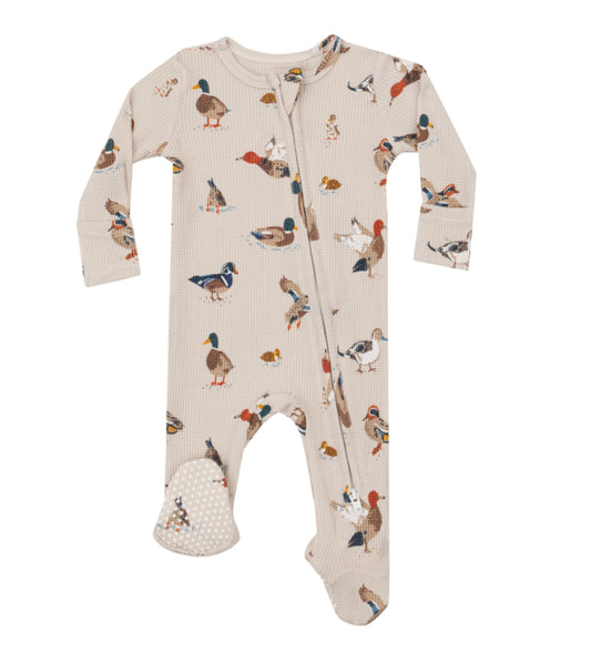 Ducks 2 Way Zipper Footie 0-3m