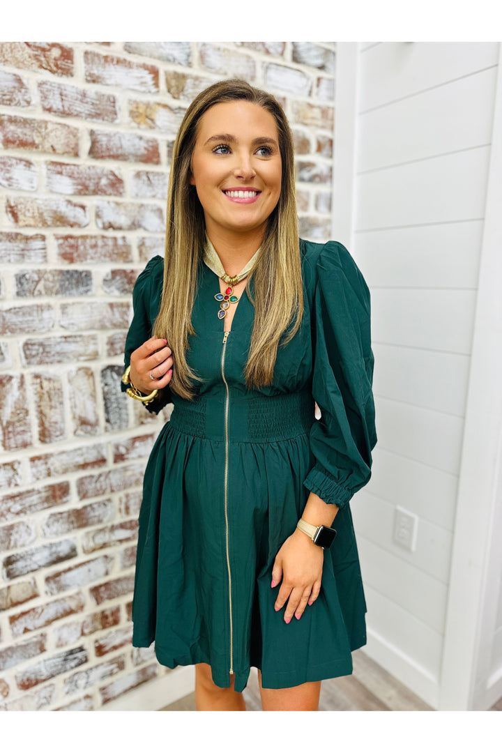 Pine Green Zipped Dress