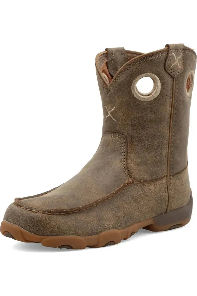 Youth brown Twisted X boots with hole detail on the top.