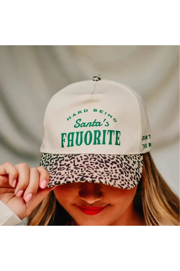 Hard Being Santa’s Favorite Leopard Canvas Trucker Hat