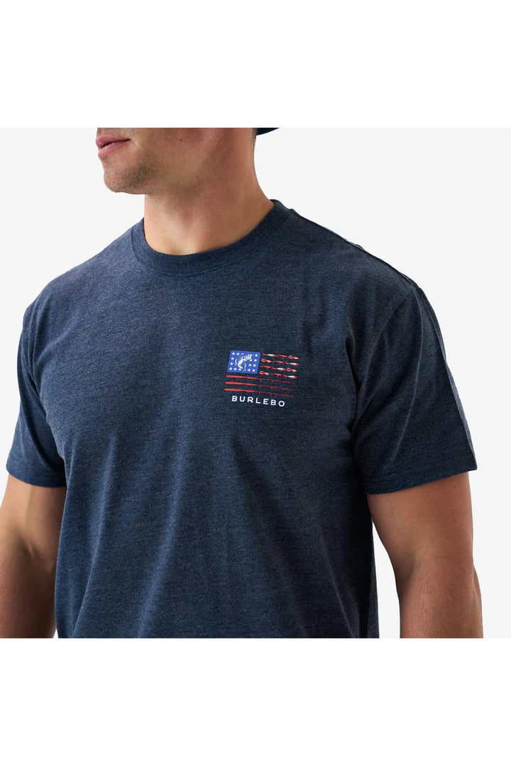 Burlebo SS Tee - Fishing USA - Heather Navy