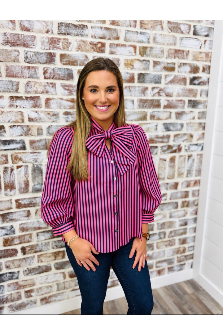 Pink Pine Stripes Top