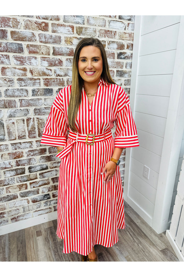 Stripes Of Fun Midi Dress