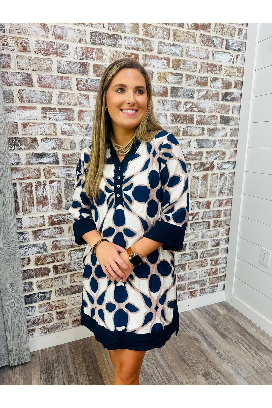 Navy & Neutral Dress
