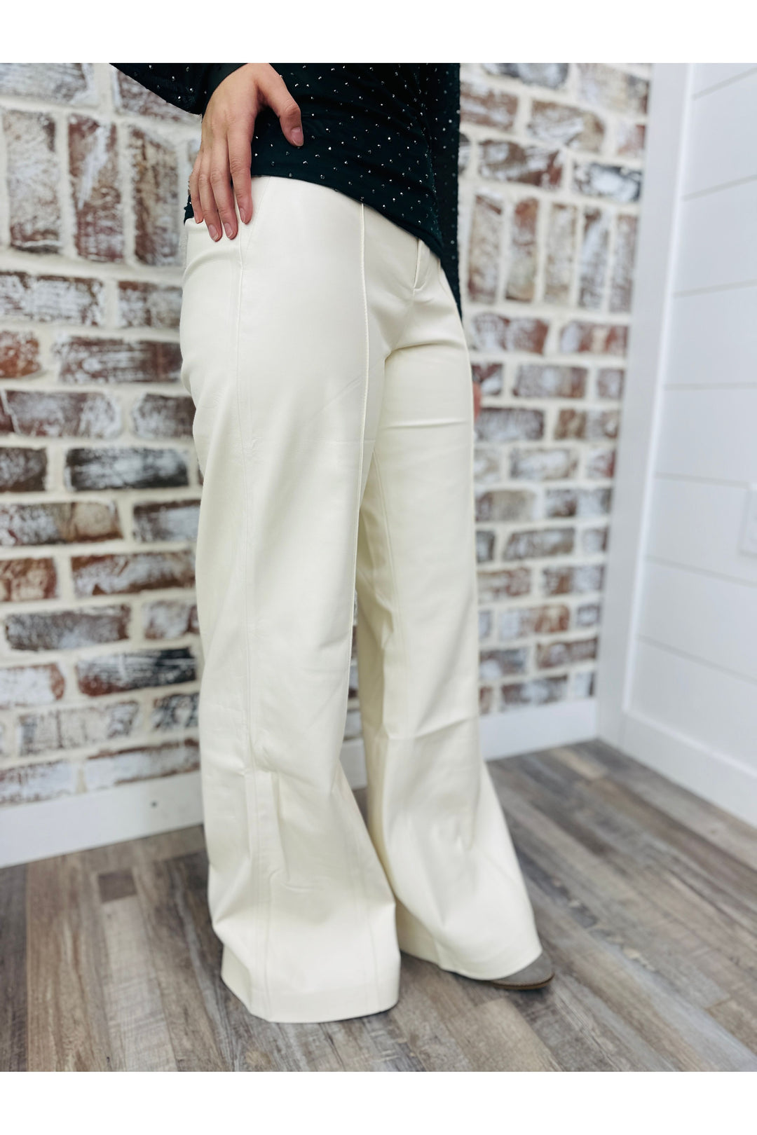 Off White Leather High Waisted Pants