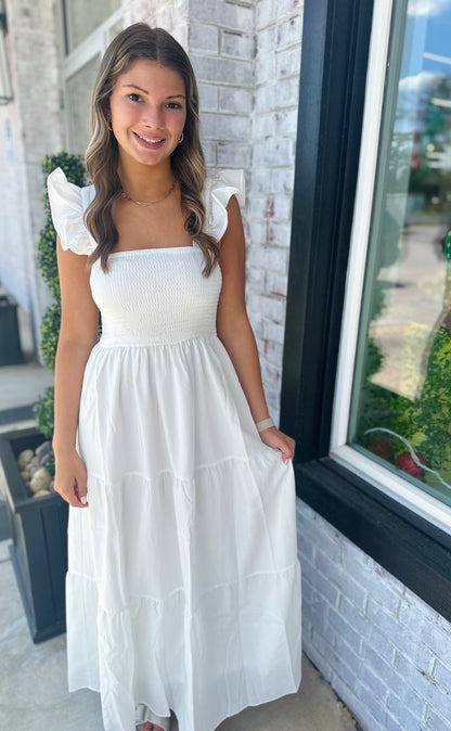 Elegant Cream Midi Dress