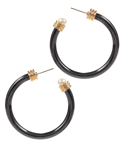 Black Coated Metal & Edge Pearl Hoops