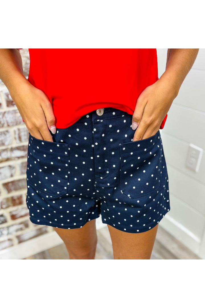 Navy Polka Dot Shorts