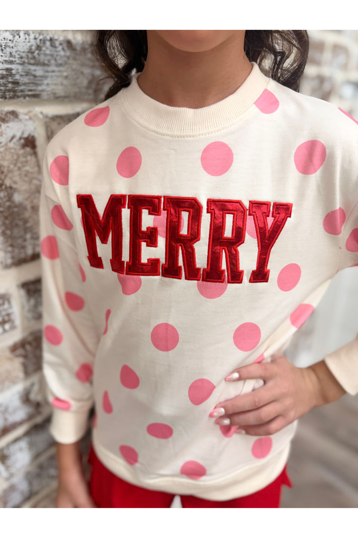 Youth~ Metallic Merry on Polka Dot Top