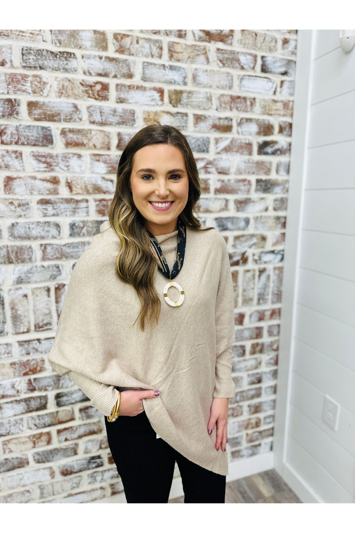 Knit Asymmetrical Poncho Sweater