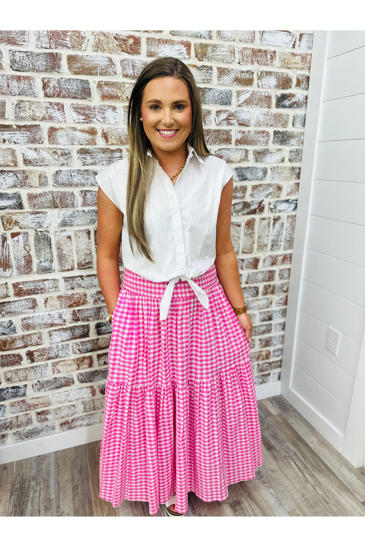 Adrienne| Pink Gingham Skirt