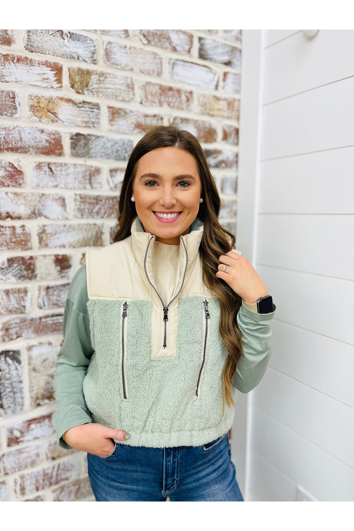 Zipped In Sage Vest