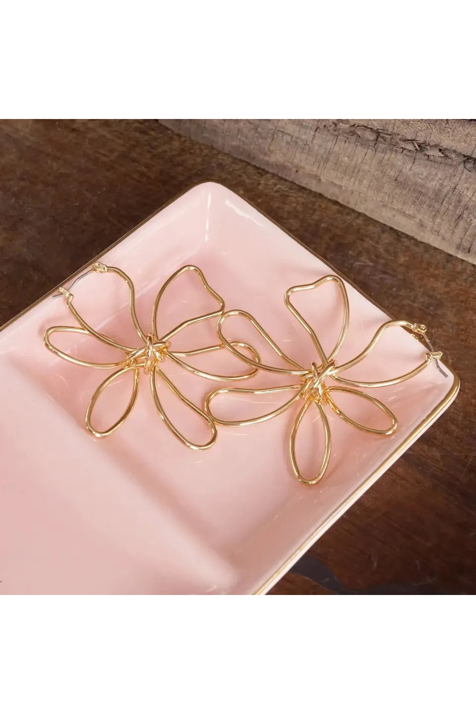 Flower Wire Bold Statement Earrings