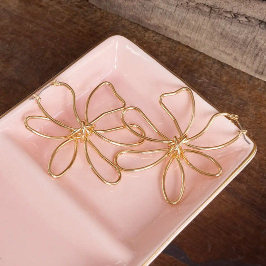 Flower Wire Bold Statement Earrings