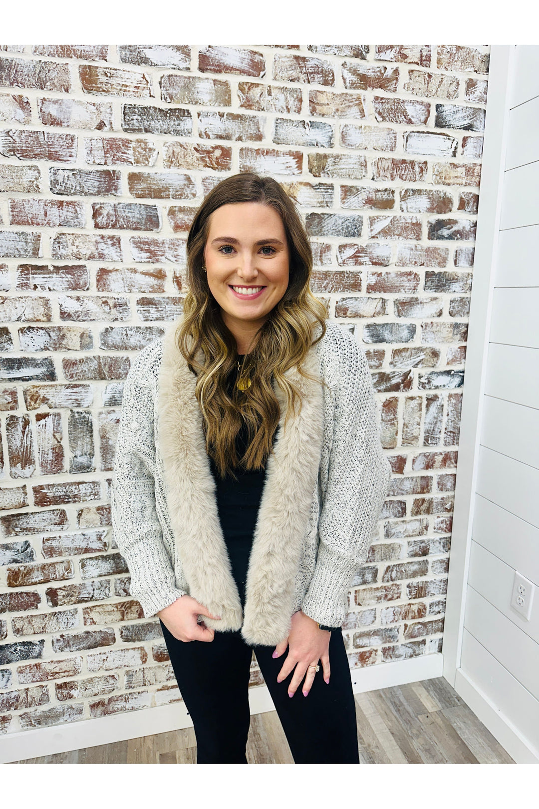 Dolman Sleeve Fur Cardigan