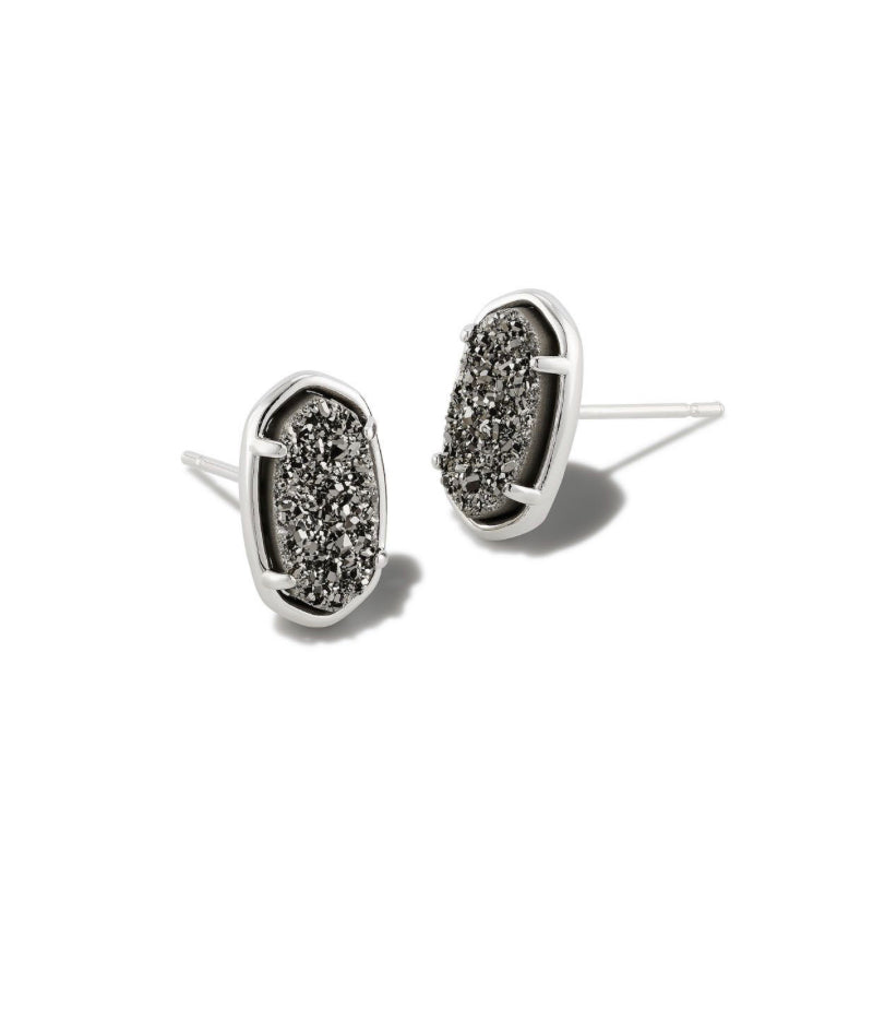 Kendra Scott| GRAYSON STONE STUD EARRINGS SILVER PLATINUM DRUSY