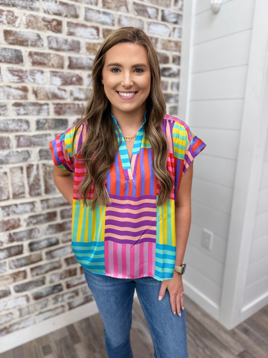 Adrienne| Stripe Colors Top