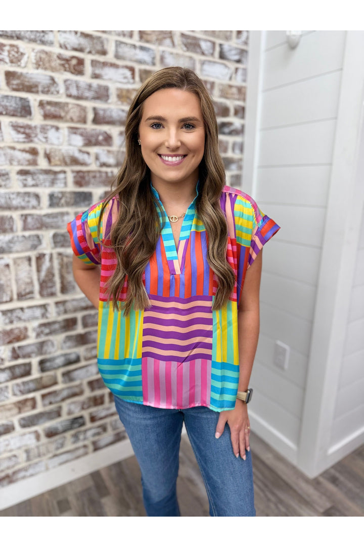 Adrienne| Stripe Colors Top