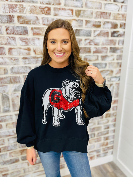 Stewart Simmons|The Bulldog Sequin Balloon Pullover