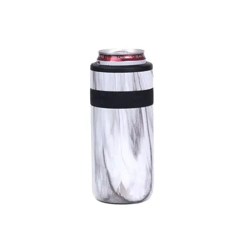 Slim Can Cooler - 12oz White Marble Stainless Steel