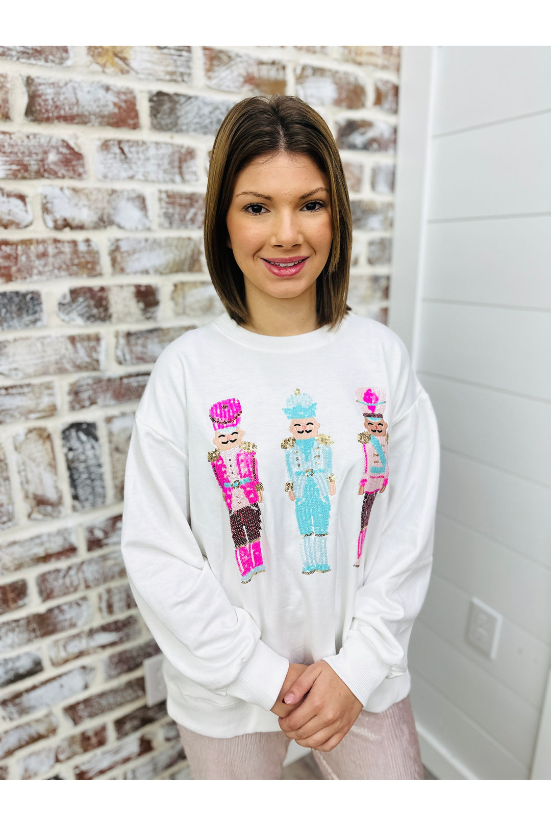 Mary Square Nutcracker Sequin Sweatshirt