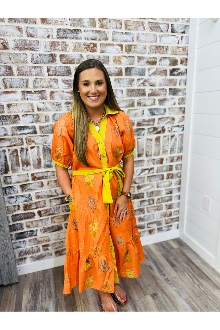Zesty Garden Party Midi Dress