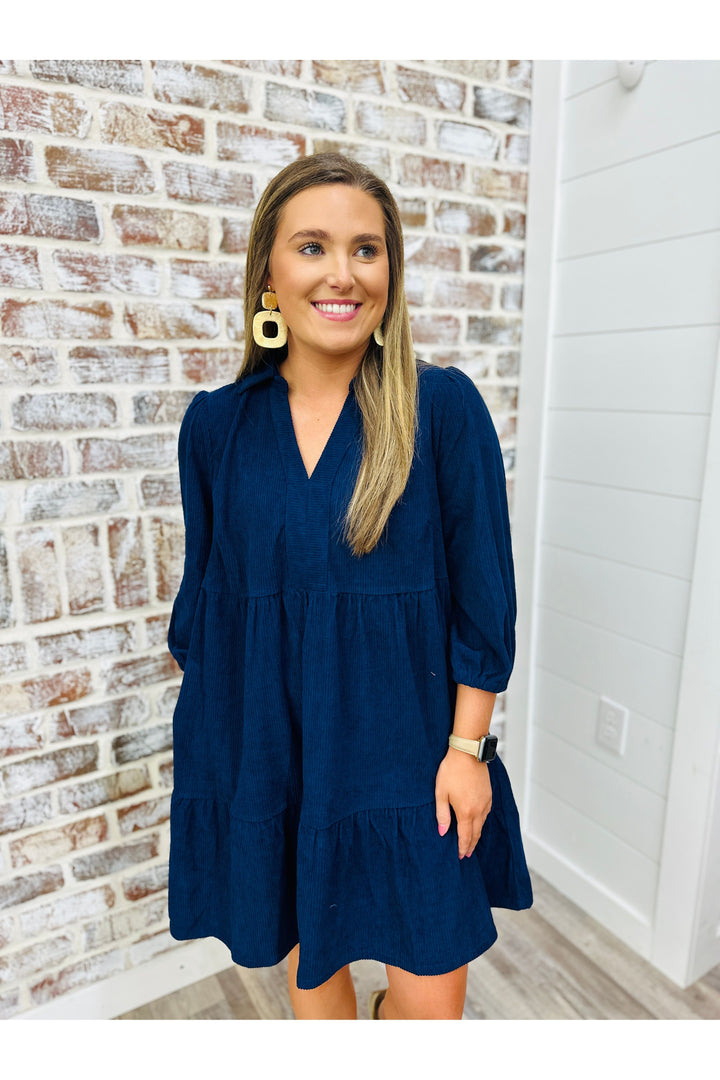 Navy Corduroy Dress