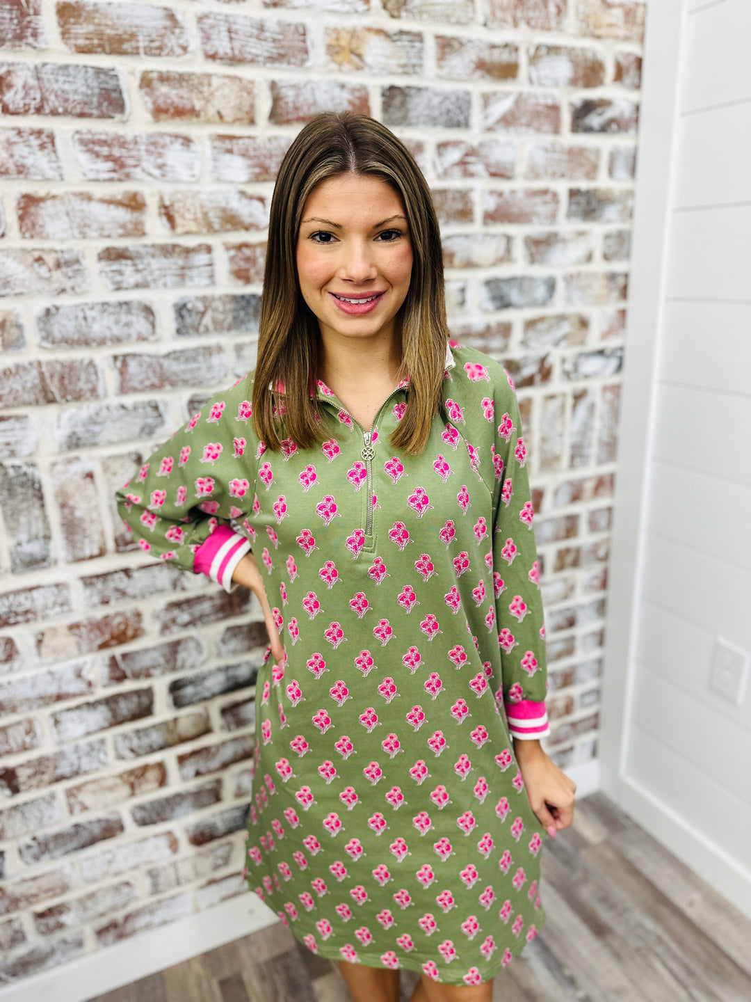 Mary Square | Suzanne Dress | Petal Sketch Olive