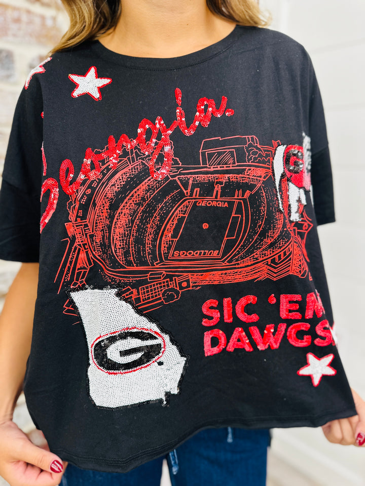 Stewart Simmons | Georgia Fourth Quarter Sequin Tee